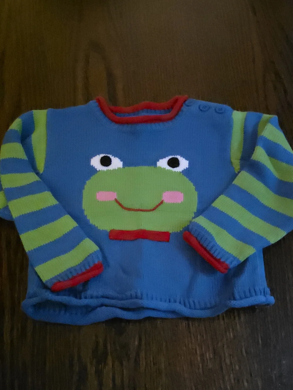 Blue & Green Frog Knit Sweater - Kids